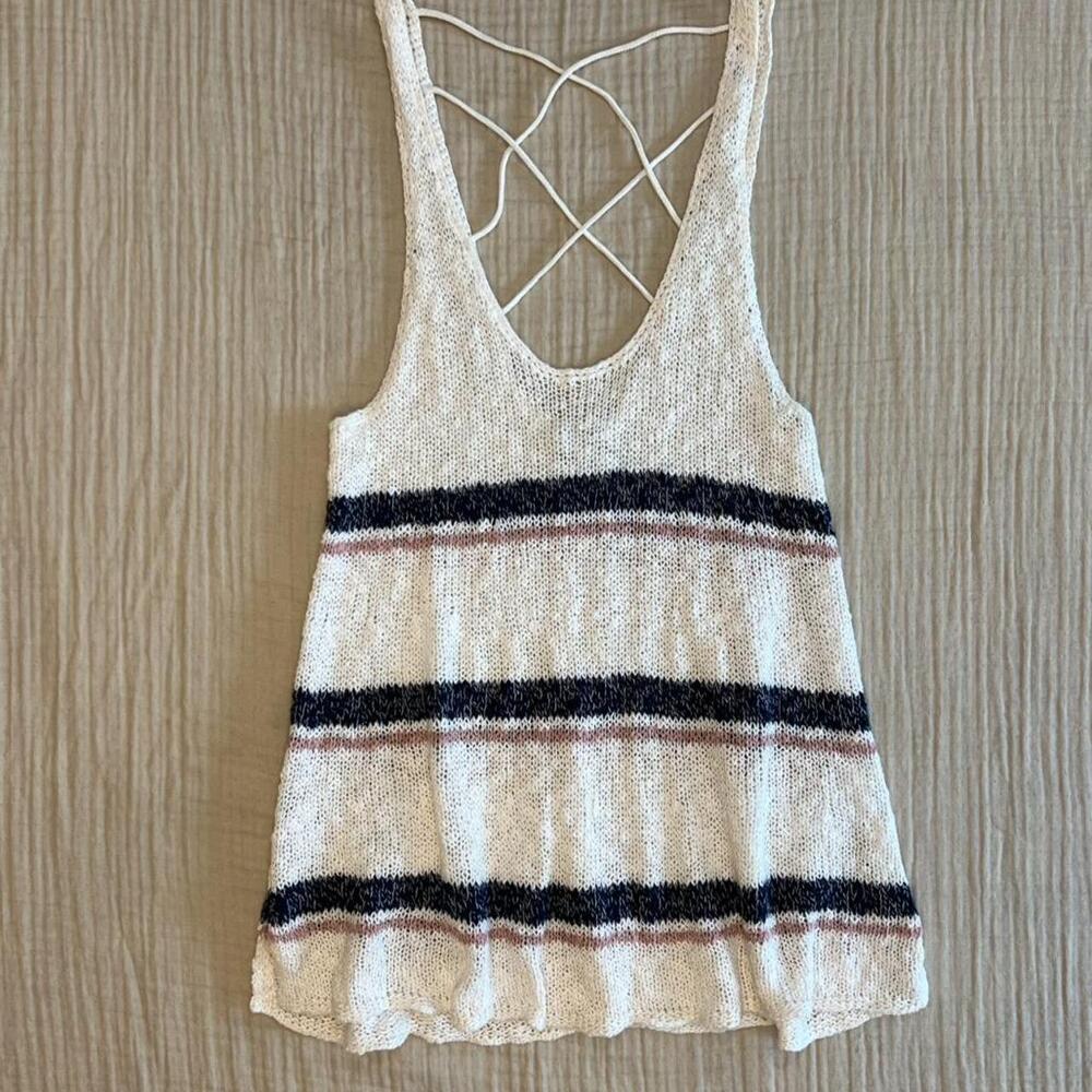American Eagle Outfitters striped strappy back sweater-knit tank top